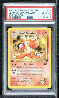 Blaine's Charmeleon 1st Ed. Pokemon Gym Challenge PSA 10 GEM MT 2000 - Image 1
