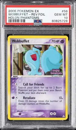 2006 POKEMON EX HOLON PHANTOMS #56 WOBBUFFET-REVERSE FOIL PSA 10 - Image 1