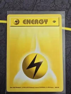 1999 Pokemon TCG Lightning Energy 100/102 Base Set 1st Edition Shadowless Card - Image 3
