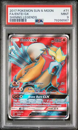 PSA 9 Mint Pokemon Sun & Moon S&M Shining Legends - Entei GX Full Art 71/73 - Image 1