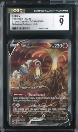 ENTEI V CROWN ZENITH GG36/GG70 POKEMON GALARIAN GALLERY HOLO CGC 9 MINT - Image 1