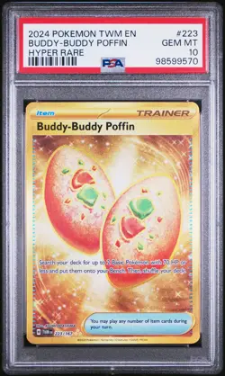 2024 POKEMON TWM EN-TWILIGHT MASQUERADE HYPER RARE BUDDY-BUDDY POFFIN PSA 10 - Image 1