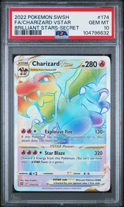 2022 POKEMON SWORD & SHIELD BRILLIANT STARS #174 FULL ART/CHARIZARD VSTAR PSA 10 - Image 1