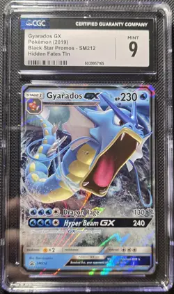 Pokemon 2019 Gyarados GX Black Star Promos - SM212 Hidden Fates Tin CGC 9 MINT - Image 1