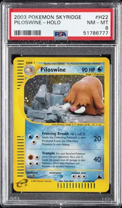 2003 POKEMON SKYRIDGE #H22 PILOSWINE-HOLO PSA 8 - Image 1