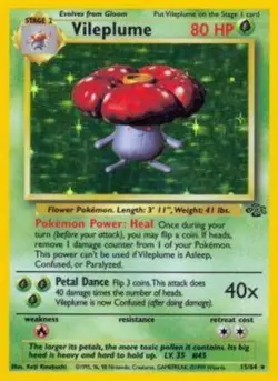Heavily Played Vileplume - 15/64 - Holo Rare - Unlimited Edition Pokemon Jungle - Image 1