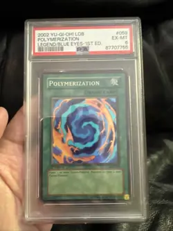 Yu-Gi-Oh! PSA 6 Polymerization LOB-059 Super Rare 1st Edition EX - MT 2002 - Image 1