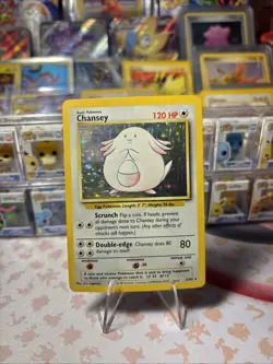 Chansey 3/102 Pokemon Base Set Unlimited Holo Rare Card WOTC MP - Image 1