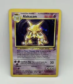 Pokemon TCG Alakazam 001/130 Base Set 2 Holo Rare card Holofoil MP - Image 1
