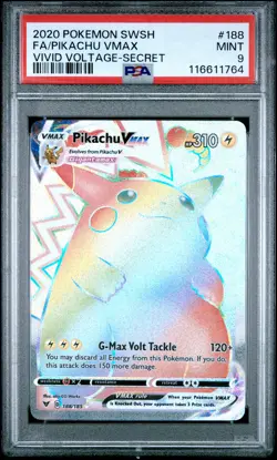 2020 POKEMON SWORD & SHIELD VIVID VOLTAGE SECRET FULL ART/PIKACHU VMAX PSA 9 - Image 1