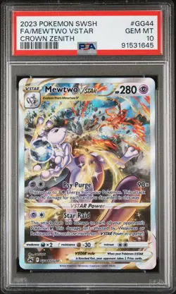 PSA 10 GEM MINT 2023 Pokemon Crown Zenith Mewtwo VSTAR Full Art #GG44/GG70 - Image 1