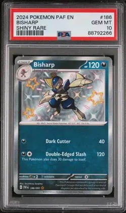 Pokemon Bisharp 186/091 PSA 10 Gem Mint Paldean Fates Shiny Holo Rare PAF EN - Image 1