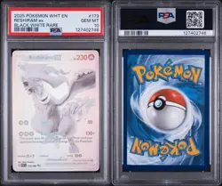 2025 POKEMON WHT EN-WHITE FLARE BLACK WHITE RARE #173 RESHIRAM EX PSA 10 - Image 5