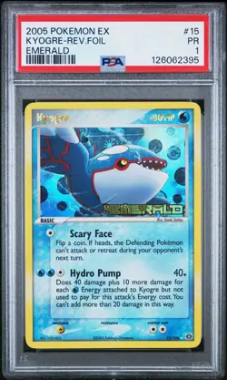 PSA 1 Kyogre Reverse Holo Foil 15/106 EX Emerald Stamped Rare 2005 Pokemon PR - Image 1