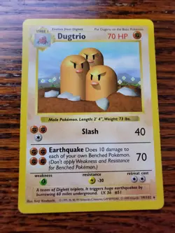 LP! Pokemon TCG Dugtrio Base Set 19/102 Regular Shadowless Rare - Image 1