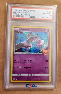 Pokemon Mewtwo #056/172 Trick Or Trade PSA 10 2022 SWSH Pokemon TCG Rare - Image 1