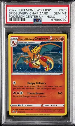 2022 POKEMON SWSH BLACK STAR PROMO #075 SPECIAL DELIVERY CHARIZARD-HOLO PSA 10 - Image 1