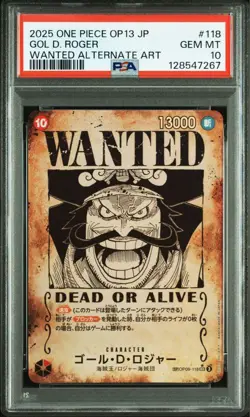 PSA 10 Gol D. Roger SP Wanted OP09-118 2025 ONE PIECE Card Japanese - Image 1
