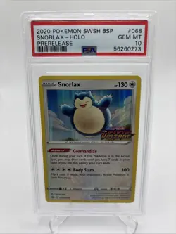 Pokemon Snorlax - (Prerelease) SWSH068 Promo Cards Holo PSA 10 GEM MINT - Image 1