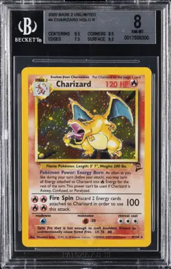 2000 POKEMON BASE 2 UNLIMITED HOLO R #4 CHARIZARD BGS 8 - Image 1