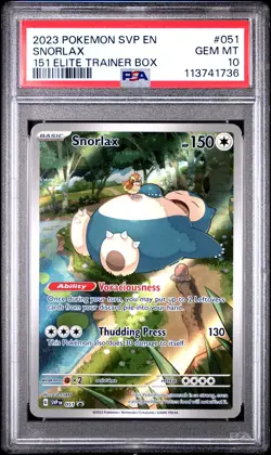2023 POKEMON SVP EN-SV BLACK STAR PROMO 151 ELITE TRAINER BOX SNORLAX PSA 10 - Image 1