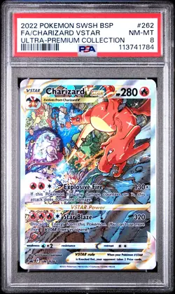 2022 POKEMON SWSH BLACK STAR PROMO #262 FULL ART/CHARIZARD VSTAR PSA 8 - Image 1