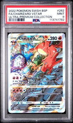 2022 POKEMON SWSH BLACK STAR PROMO #262 FULL ART/CHARIZARD VSTAR PSA 9 - Image 1