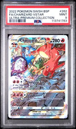 2022 POKEMON SWSH BLACK STAR PROMO #262 FULL ART/CHARIZARD VSTAR PSA 9 - Image 1
