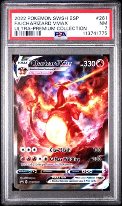 2022 POKEMON SWSH BLACK STAR PROMO #261 FULL ART/CHARIZARD VMAX PSA 7 - Image 1