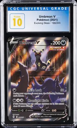 2021 POKEMON EVOLVING SKIES #189/203 UMBREON V CGC 10 PERFECT - Image 1
