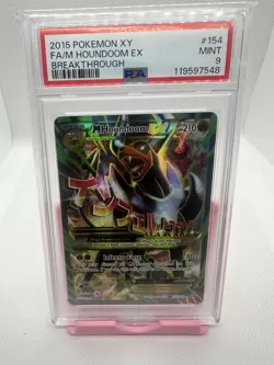 2015 POKEMON XY BREAKTHROUGH #154 FULL ART/M HOUNDOOM EX PSA 9 - Image 1