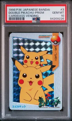 Double Pikachu Pokemon 1998 Prism Carddass Vending Anime Japanese #3 PSA 10 - Image 1