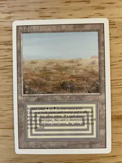 Magic the Gathering 1994 Scrubland Revised Edition Dual Land Card - Image 1