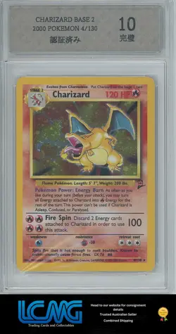 Sony 10 Pokemon TCG Charizard Holo Card Base Set 2 4/130 CSS See Photos - Image 1