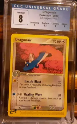 Pokemon Dragonair EX Dragon Non Holo Rare 14/97 Vintage 2003 CGC 8 NM/Mint Subs - Image 1