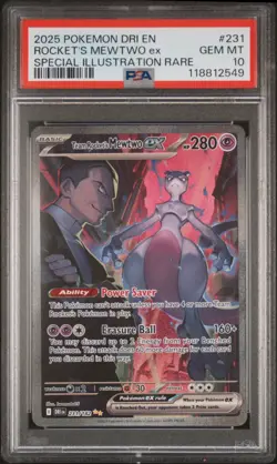 2025 POKEMON DRI EN-DESTINED RIVALS #231 TEAM ROCKET'S MEWTWO EX PSA 10 - Image 1