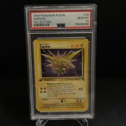Pokemon Zapdos 1st Edition Fossil Non-holo PSA 10 Gem Mint - Image 1