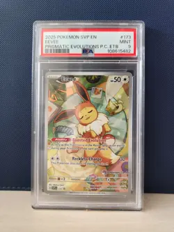 2025 POKEMON SVP PRISMATIC EVOLUTIONS POKEMON CENTER ETB PROMO #173 EEVEE PSA 9 - Image 1