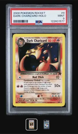 Pokemon Dark Charizard Unlimited Holo Rare WOTC Team Rocket PSA 9 MINT - Image 1