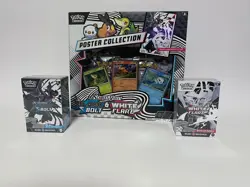 SEALED LOT Pokemon Black Bolt & White Flare Poster Collection & Booster Bundles - Image 1
