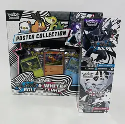 SEALED LOT Pokemon Black Bolt & White Flare Poster Collection & Booster Bundles - Image 2