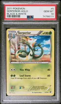 2011 POKEMON BLACK & WHITE SERPERIOR HOLO 5/114 PSA 10 LOW POP BW - Image 1
