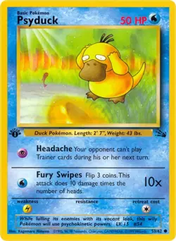 Psyduck 53/62 Common Fossil 1st Edition Non Holo Pokemon Card - Image 1