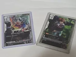 Gundam Trading Card Game ~ ST04-010 Kira Yamato & ST04-002 Strike Gundam Promos - Image 1
