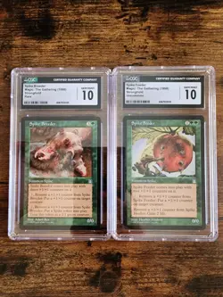 2x MTG ⭐CGC 10 GEM MINT!⭐ ⭐Spike Breeder & Spike Feeder⭐ Stronghold ⭐ 1998 Magic - Image 1
