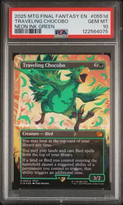 PSA 10 Magic the Gathering Traveling Chocobo Neon Ink Green 551d Final Fantasy - Image 1