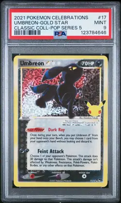 2021 POKEMON CELEBRATIONS CLASSIC COLL #17 UMBREON-GOLD STAR PSA 9 - Image 1