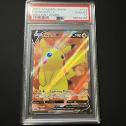 2022 POKEMON SWORD & SHIELD BRILLIANT STARS #157 FULL ART/PIKACHU V PSA 10 - Image 1