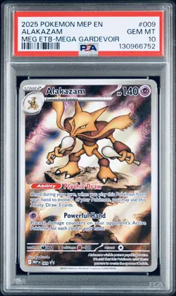 POP 1🥇 Pokemon PSA 10 GEM MINT ALAKAZAM 009 ETB PROMO Mega Evolution English - Image 1