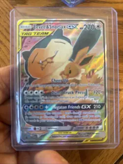 Pokemon TCG Eevee & Snorlax Tag Team GX SM169 Black Star Promo Sun & Moon LP - Image 1